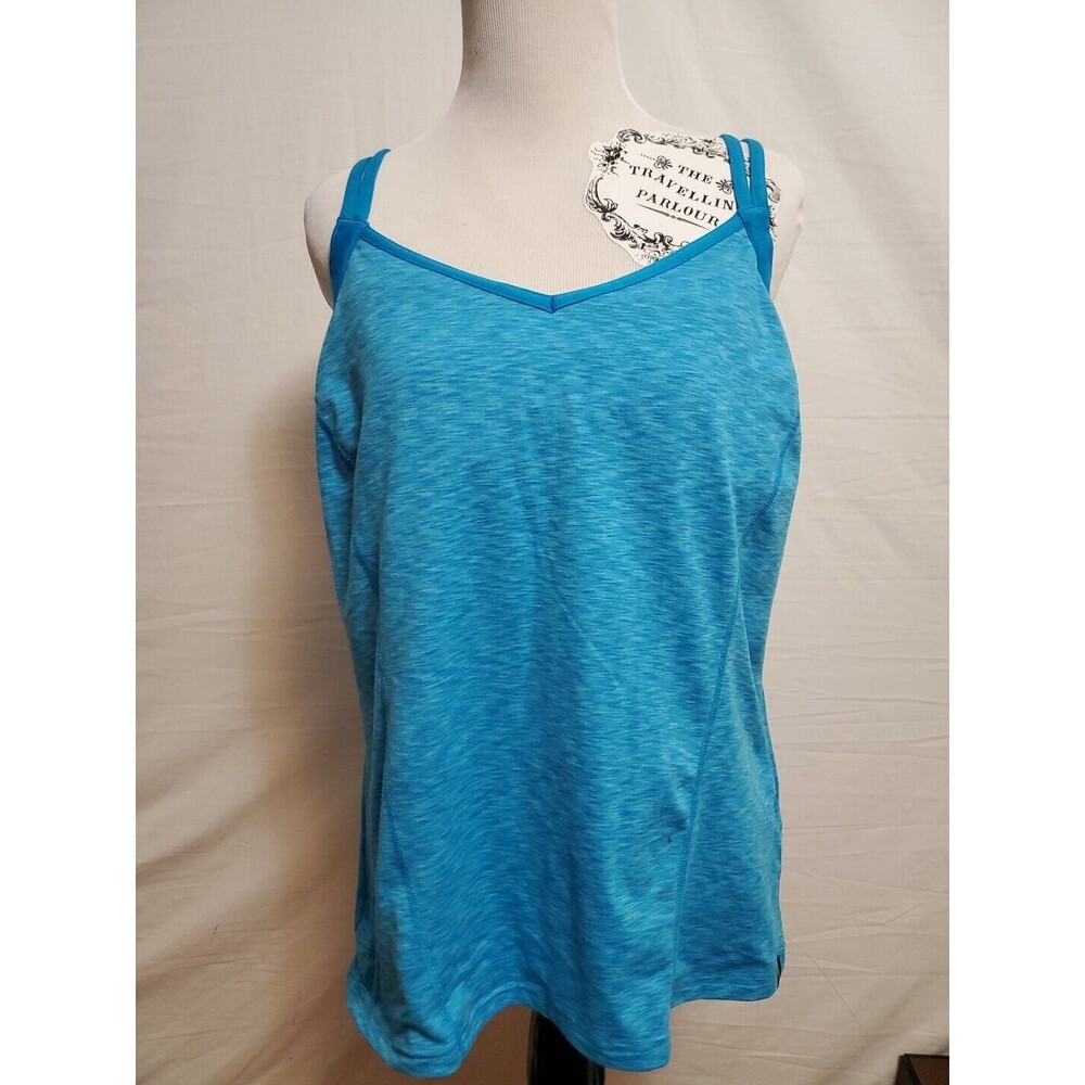 North Face Blue Tank Top Dahlia Quill Double Strap Fitness Activewear Size XL